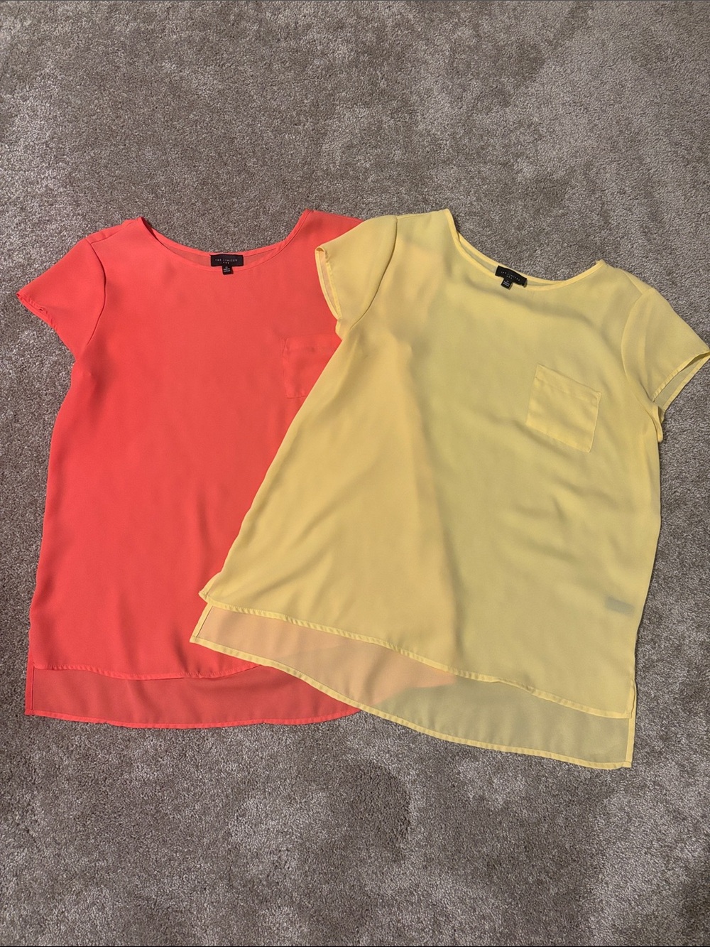 Bundle of The Limited Coral and Yellow Pocket Blouses